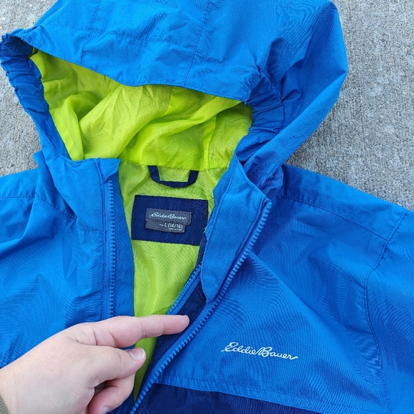 EDDIE BAUER KIDS BLUE HOODED WINDBREAKER SIZE L (14/16) – LIGHTWEIGHT Jacket - Picture 3 of 6